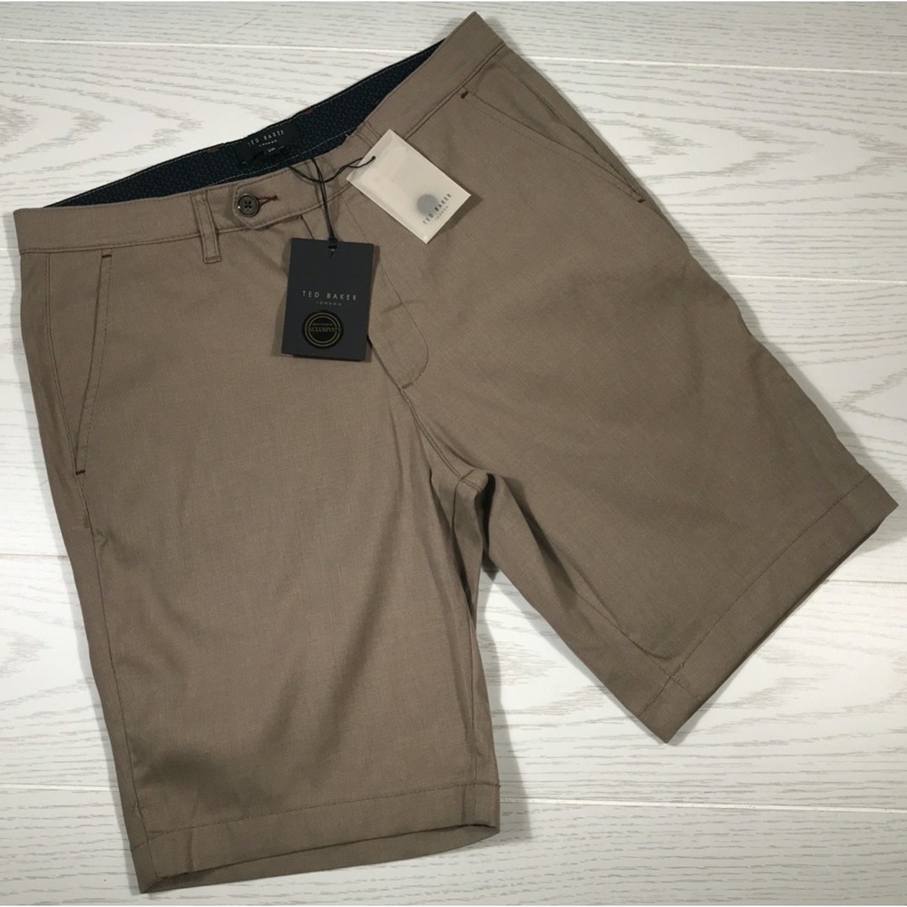 Ted Baker London Chino Shorts Men 31R Brown Cotton Blend Preppy Designer Dad New